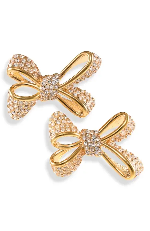 Small Pavé Crystal Bow Earrings by Oscar de la Renta
