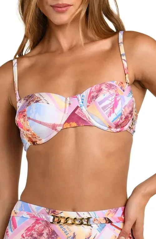 Alexandria Postcard Print Underwire Bikini Top by L'AGENCE