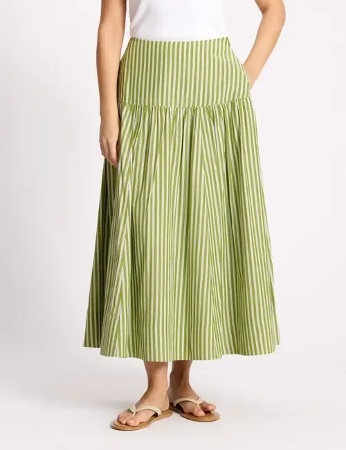 Stripe Drop Waist A-Line Skirt