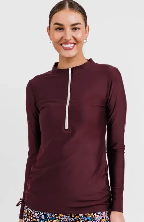 Half-Zip Nora Swim Top by Calypsa
