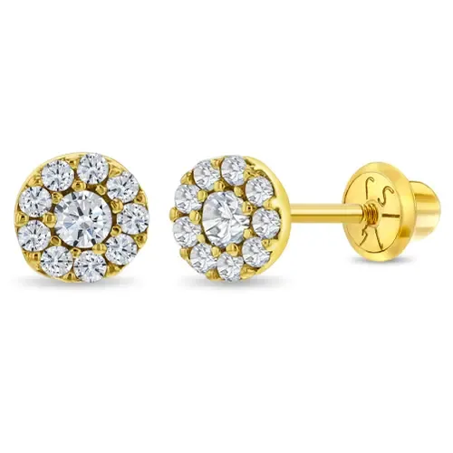 14k Round Cubic Zirconia Burst Earrings by In Season Jewelry