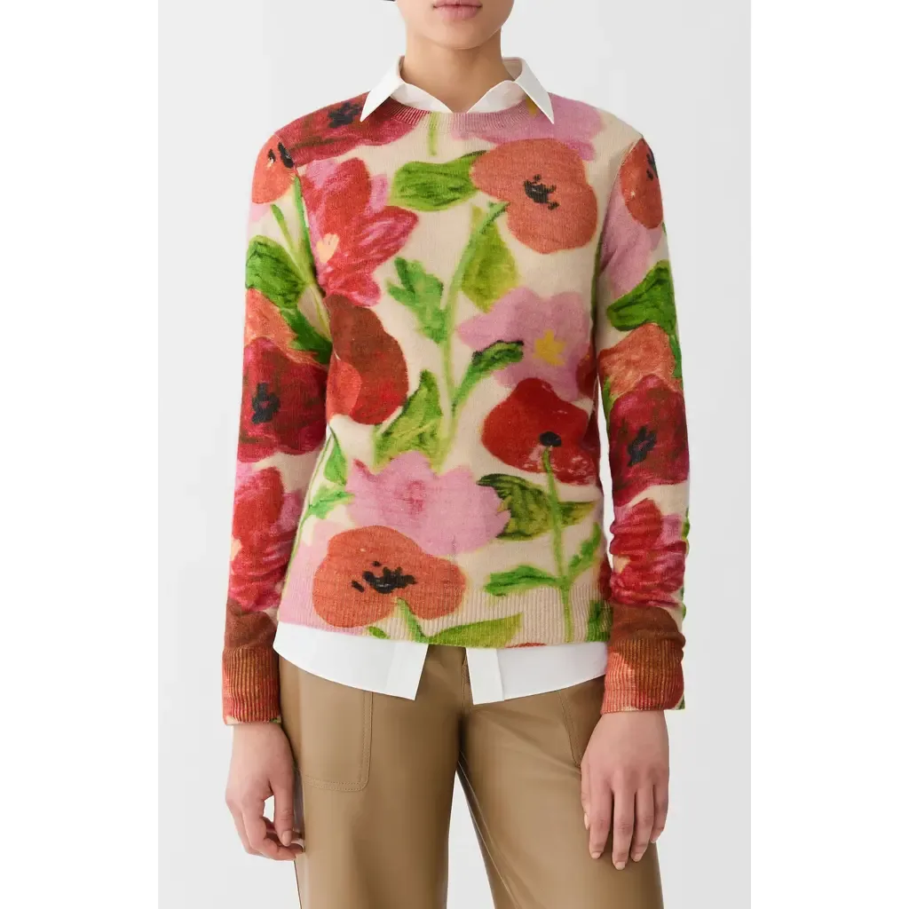 Blossom Print Cashmere Sweater by Lafayette 148 New York