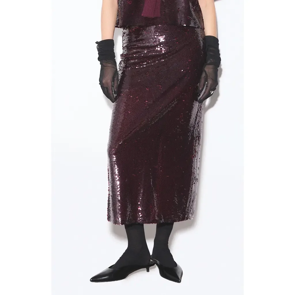 Logan Sequin Maxi Skirt by DELUC
