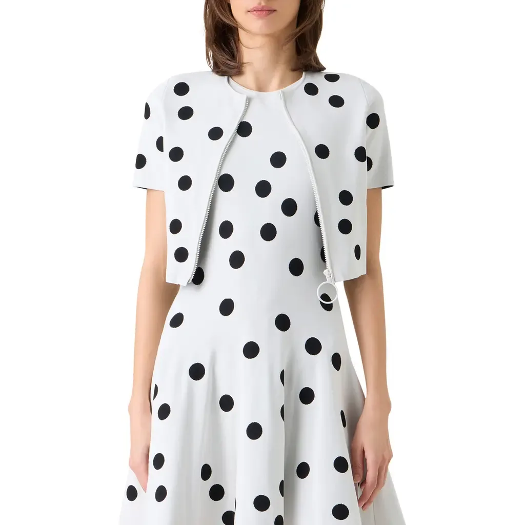 Polka Dot Jacquard Fitted Crop Jacket by Akris punto