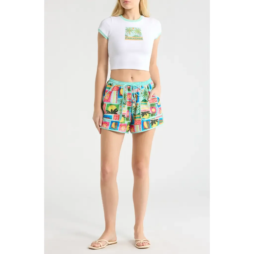 Printed Crop Cover-Up Graphic T-Shirt by Kulani Kinis