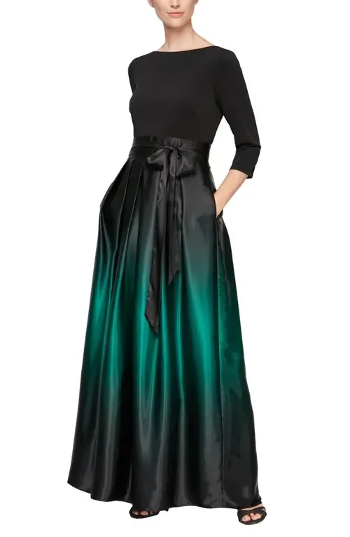 Tie Waist Ombrè Skirt Gown by SL FASHIONS