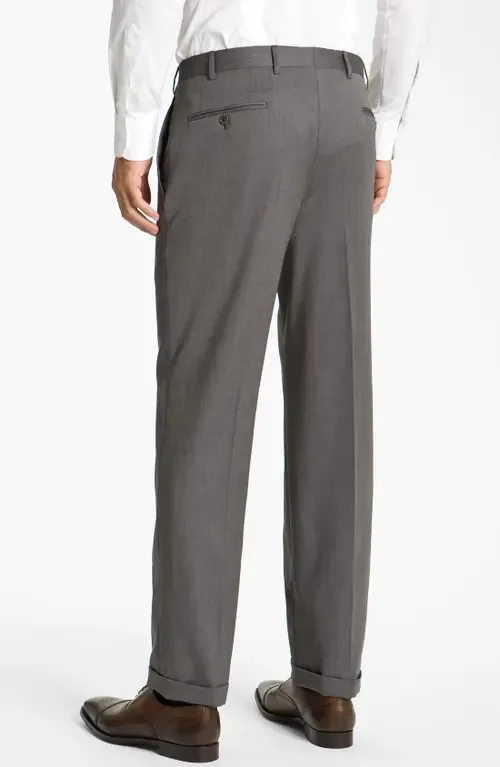 Wool Flat Front Trousers by Canali