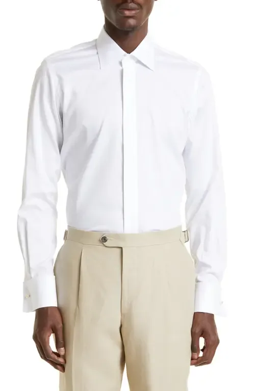 Cotton & Lyocell Dress Shirt by Thom Sweeney