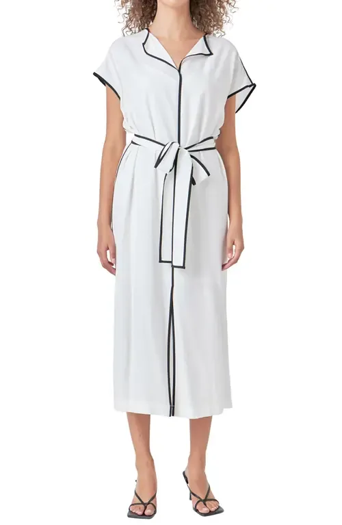 Contrast Binding Tie Belt Midi Dress by Endless Rose