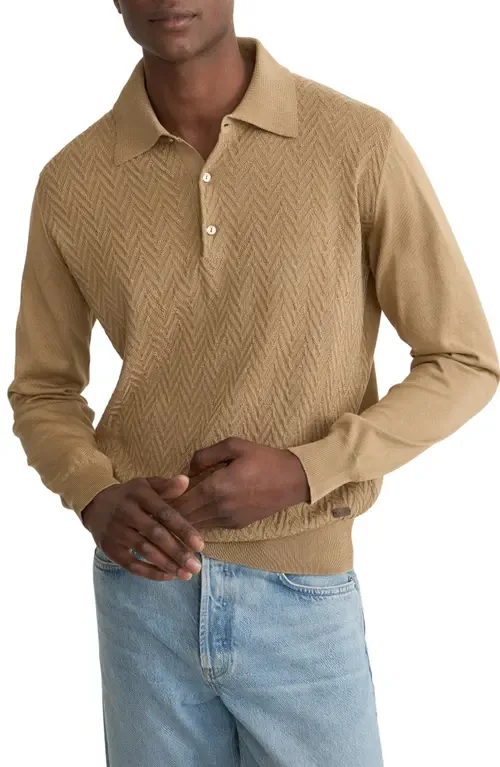 Chevron Structure Long Sleeve Polo by Eton