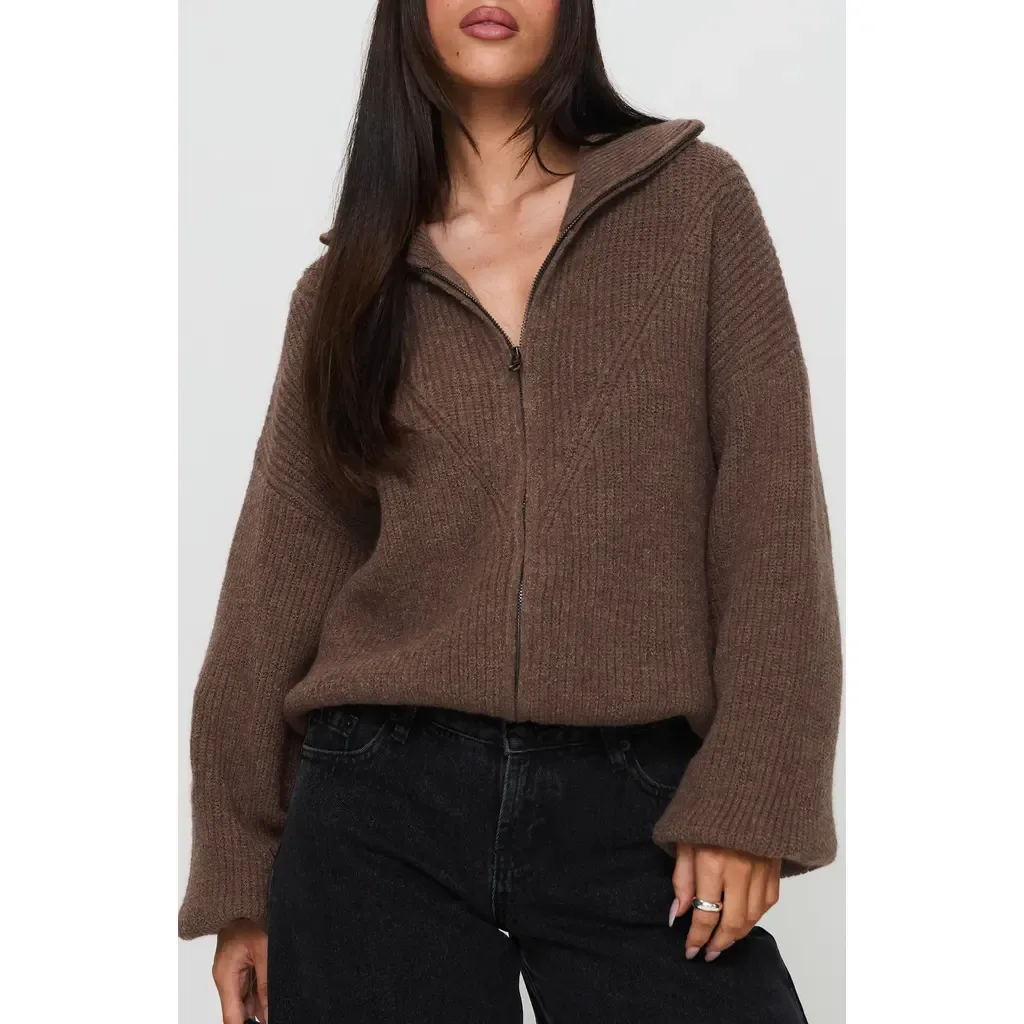 Herteford Zip Front Sweater by Princess Polly