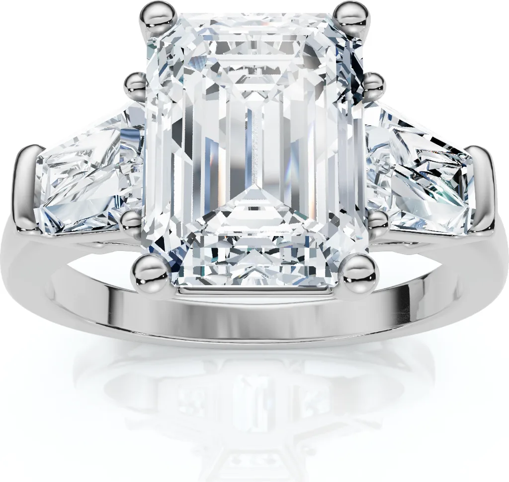Certified 4Ct Randi Emerald Diamond Engagement Ring 14k Gold or PT Lab Grown by Bliss Diamond