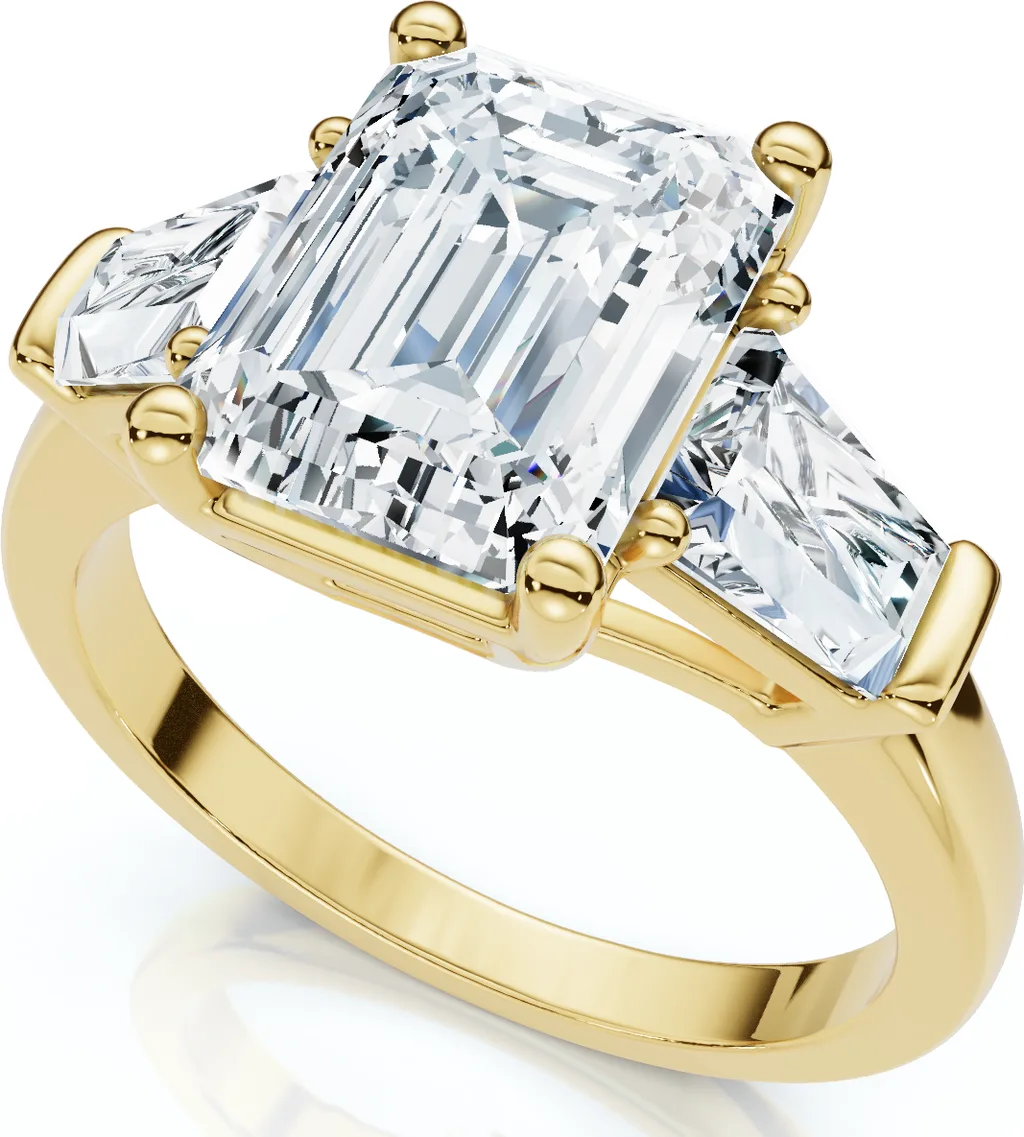 Certified 4Ct Randi Emerald Diamond Engagement Ring 14k Gold or PT Lab Grown