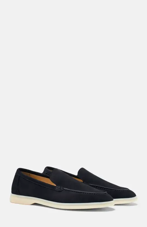Ludovica Woven Loafers in Blue Graphite - Suede by SCAROSSO