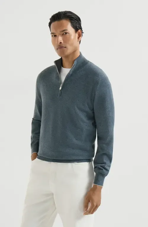 Cashmere Sweater with Half Zip by Brunello Cucinelli