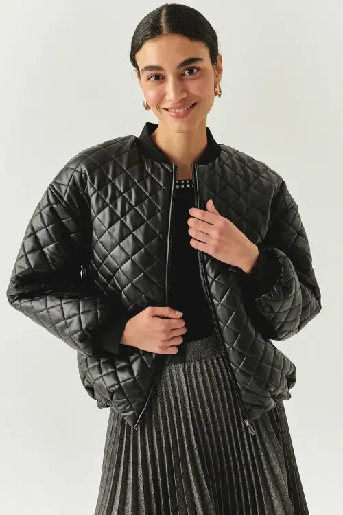 Dulce Quilted Faux Leather Jacket by Exquise