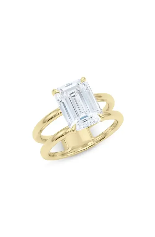 Emerald Cut Double Band Lab Created Diamond Ring by HauteCarat