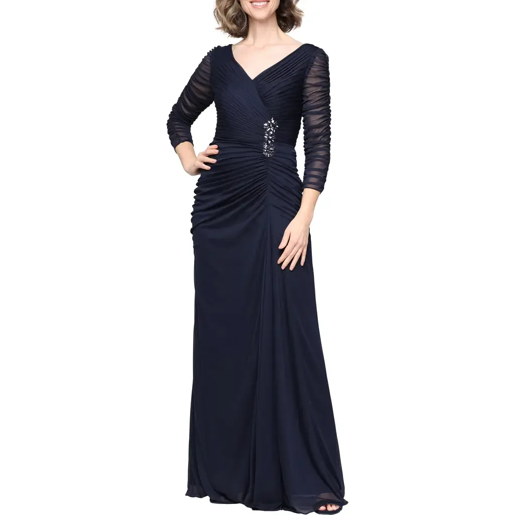 Pleated Chiffon Gown by Alex Evenings