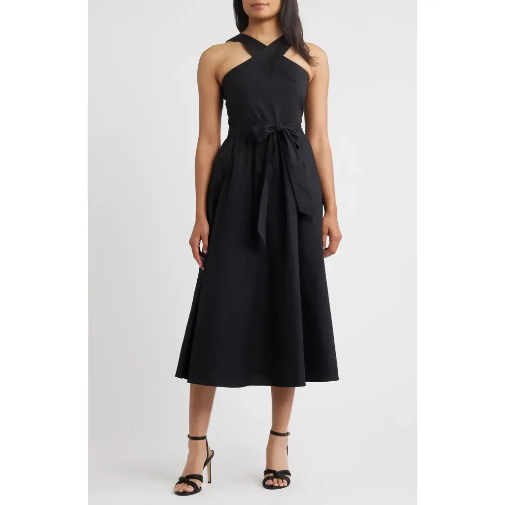 Crisscross Halter Midi Dress by Anne Klein