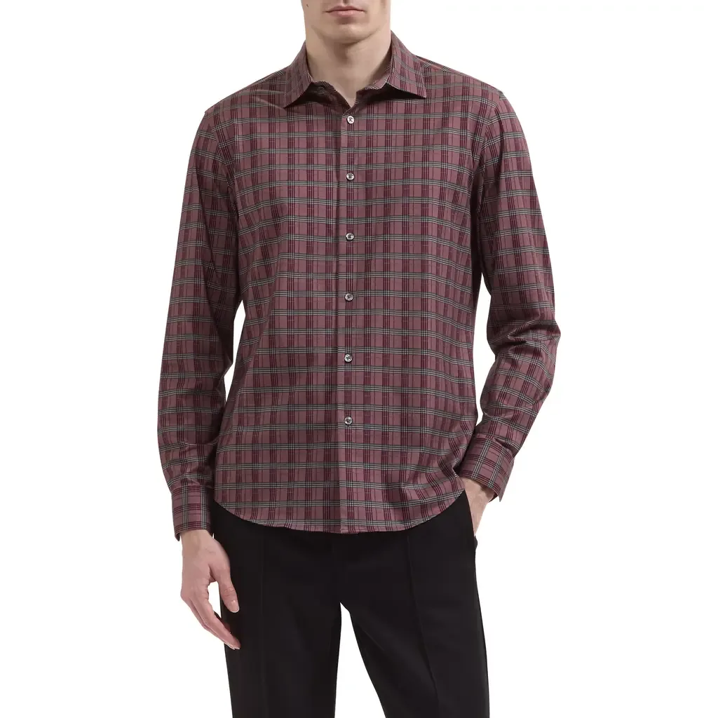 James OoohCotton Plaid Performance Shirt by Bugatchi