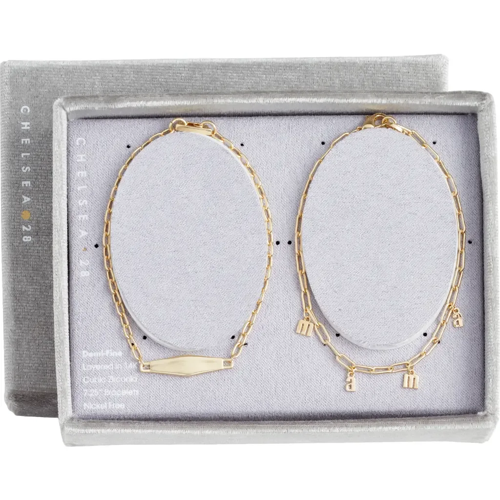 Gift Boxed Set of 2 Demi Fine Mama Chain Bracelets by Chelsea28