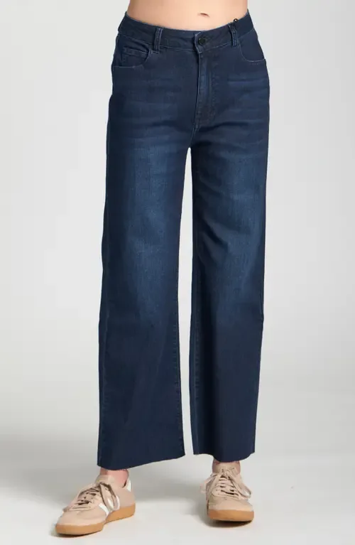 Crop Raw Hem Wide Leg Jeans by APNY