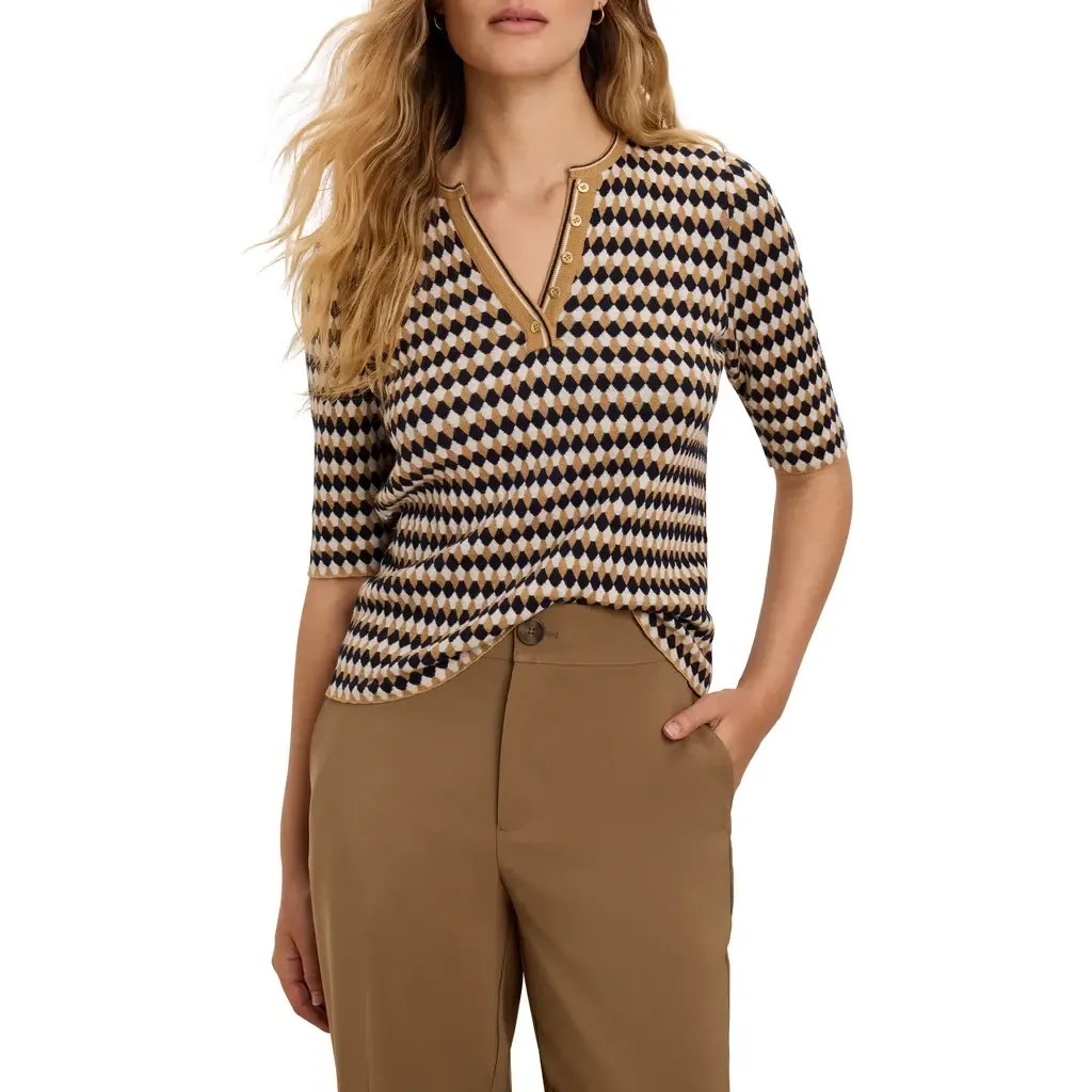 Angled Stretch Cotton Jacquard Sweater by NIC+ZOE