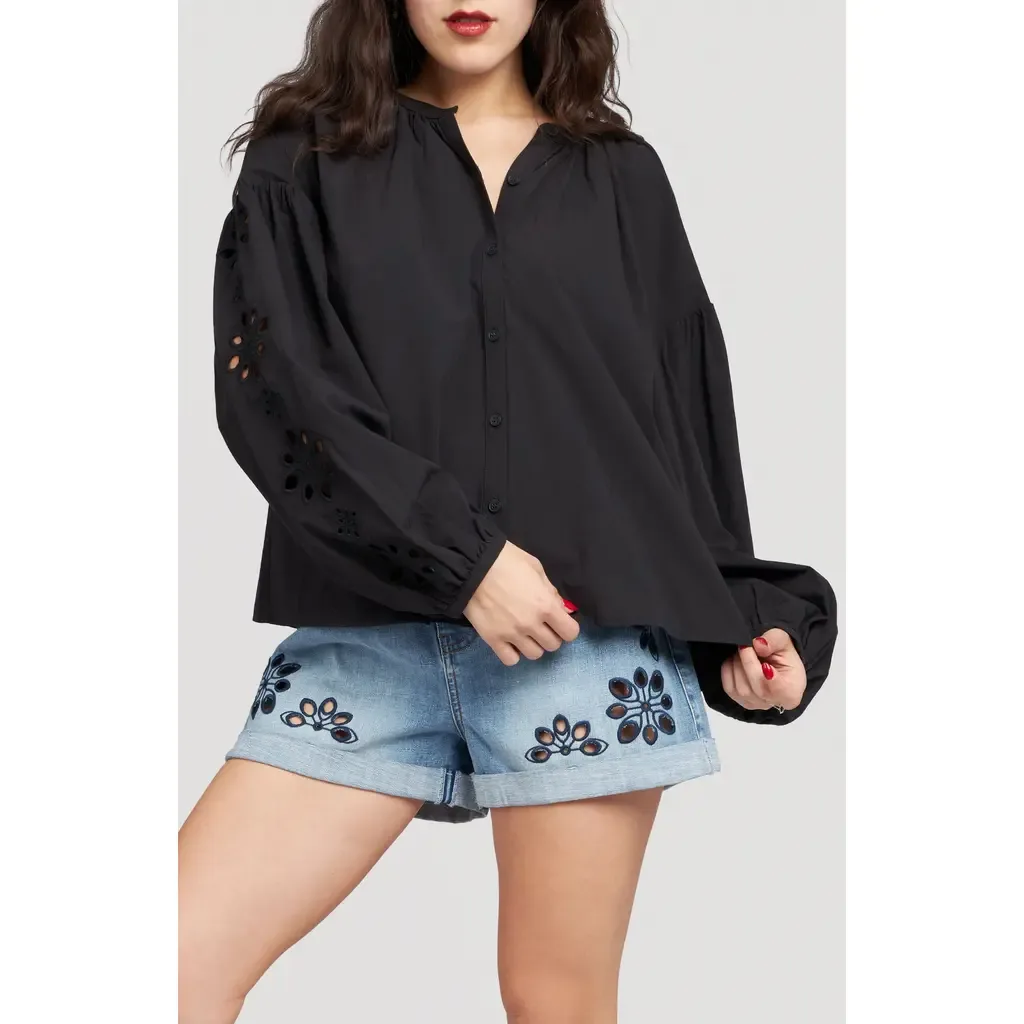 Embroidered Sleeve Top by Sam Edelman