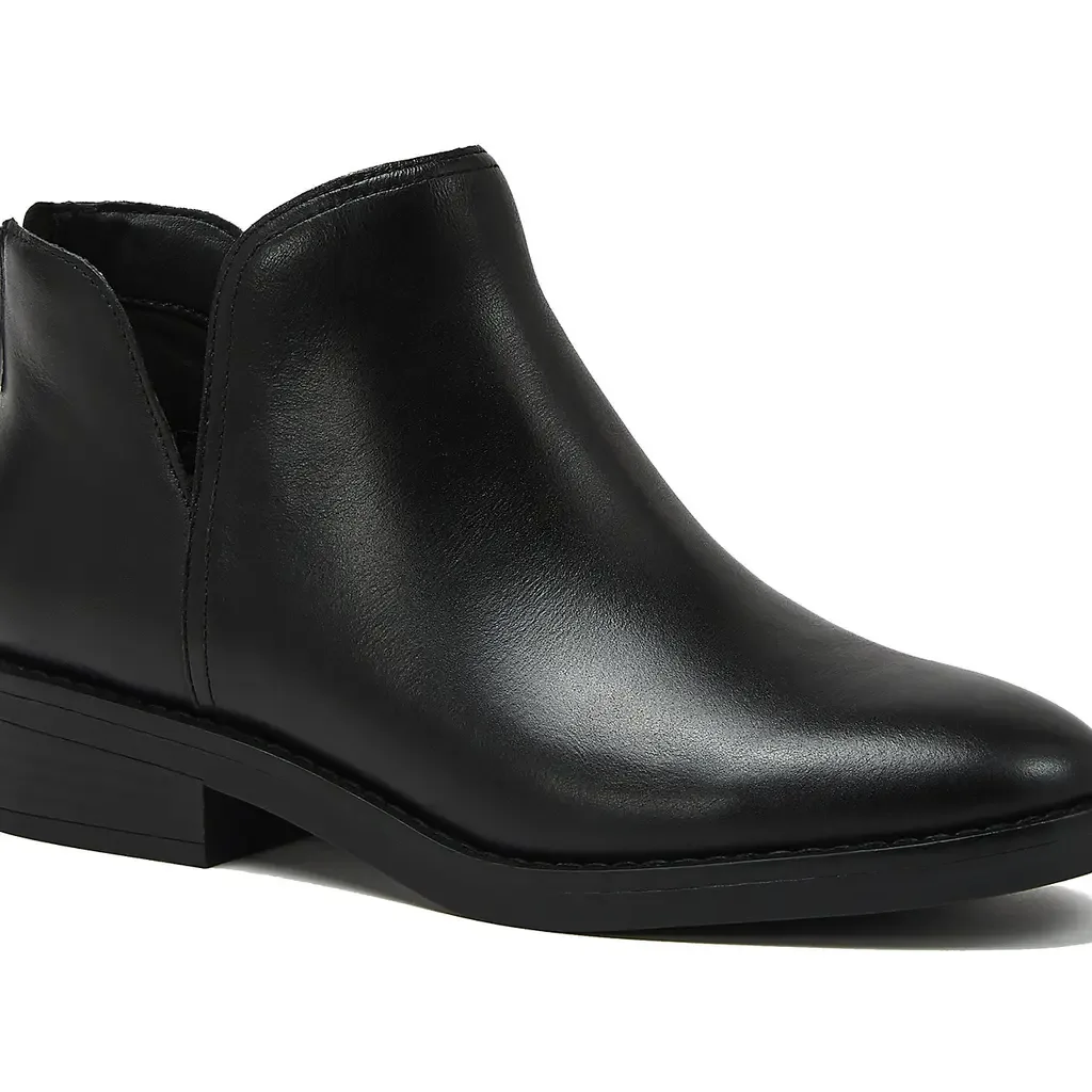 Essential Zip Up Ankle Booties in Black Leather by Lands' End