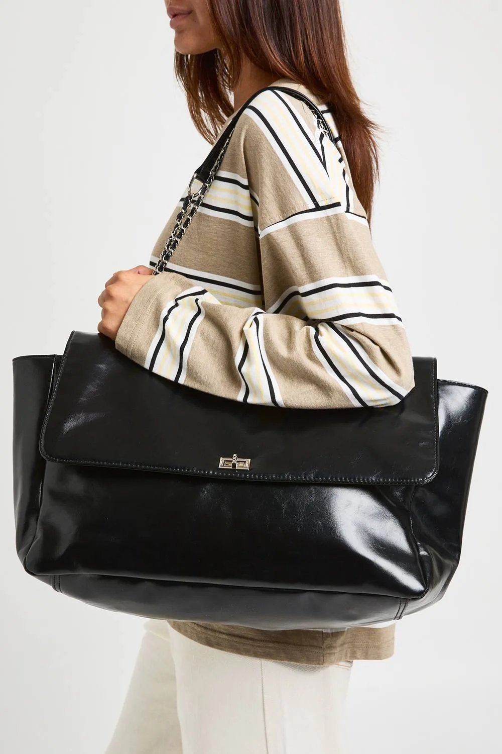 Extra Large High Shine Tote Bag by boohoo