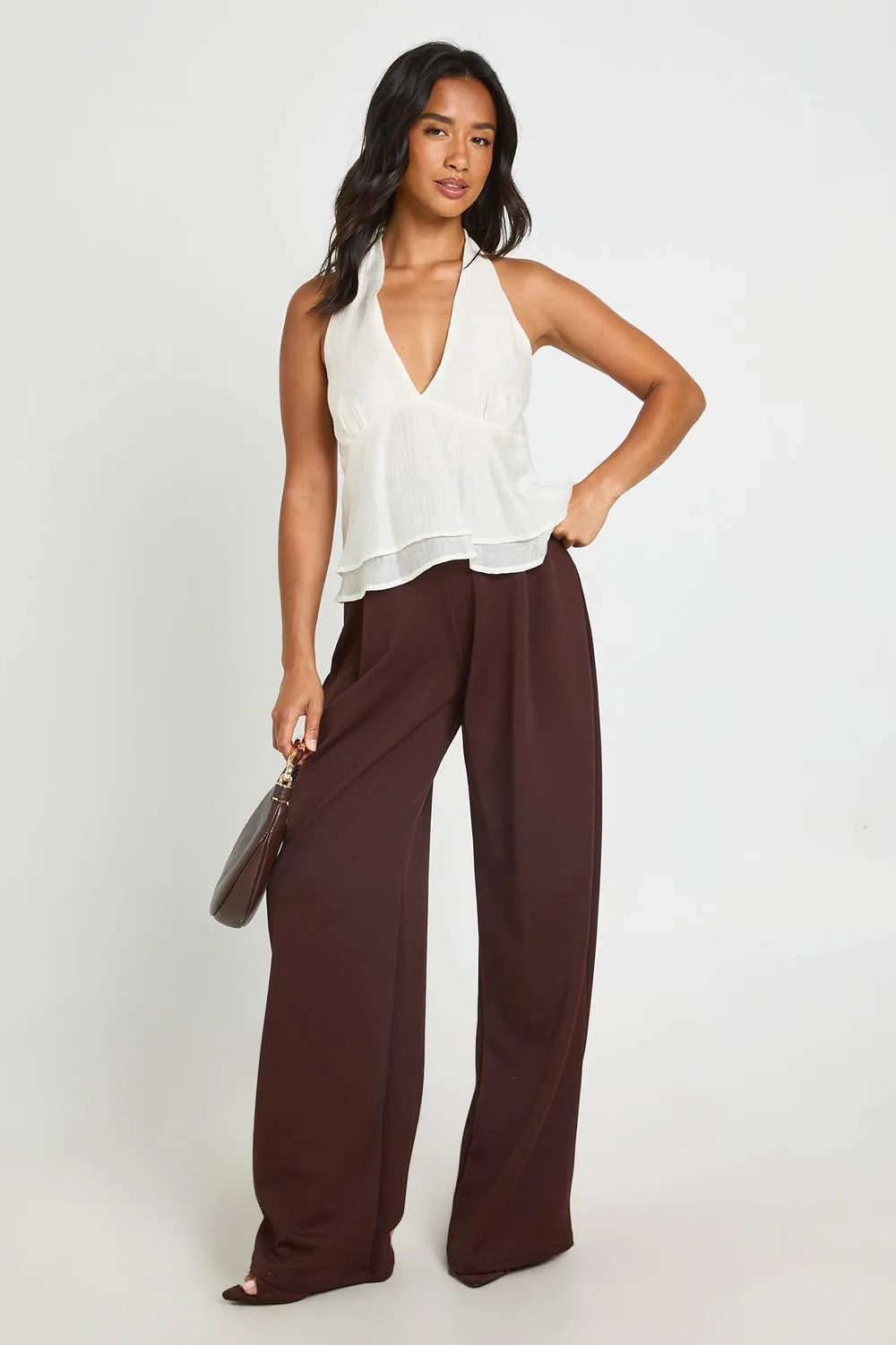 Basics Wide Leg Trousers by boohoo