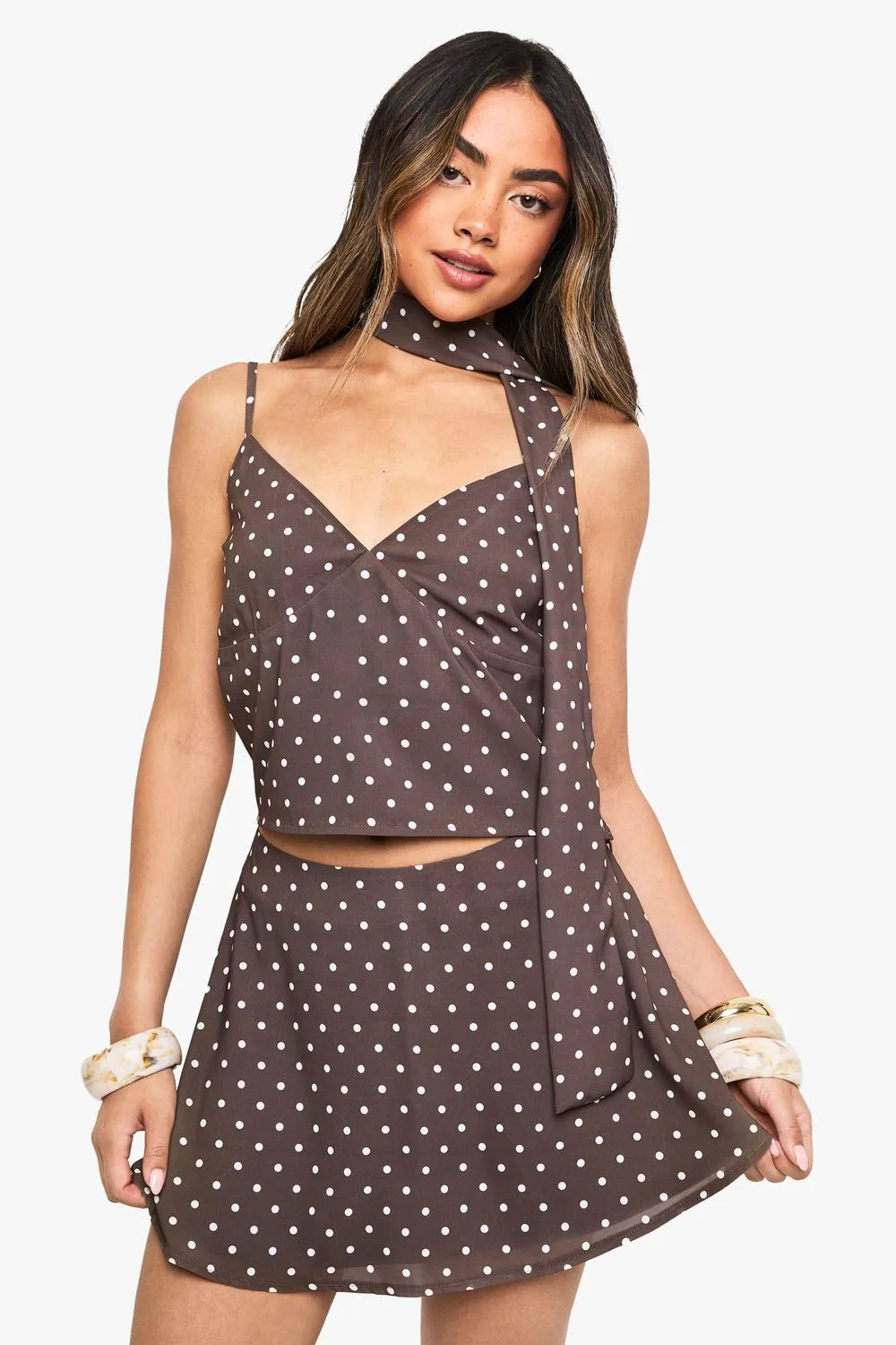 Polka Print Floaty Mini Skirt by boohoo