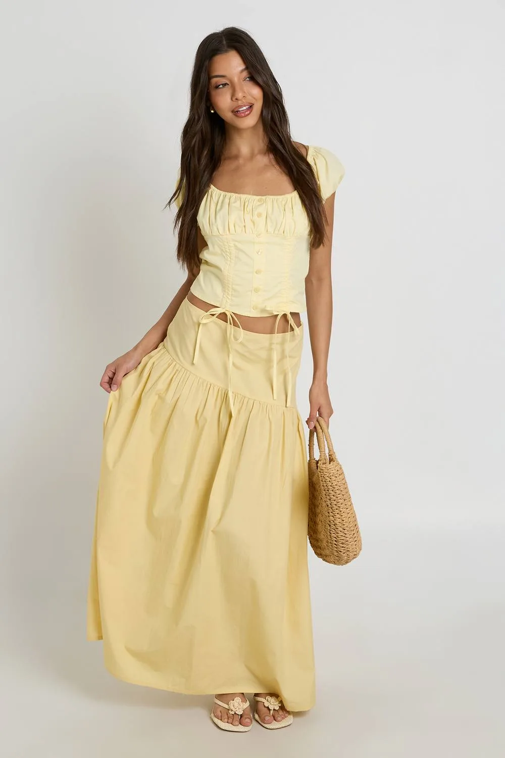 Asymmetric Dropped Waist Maxi Skirt by boohoo