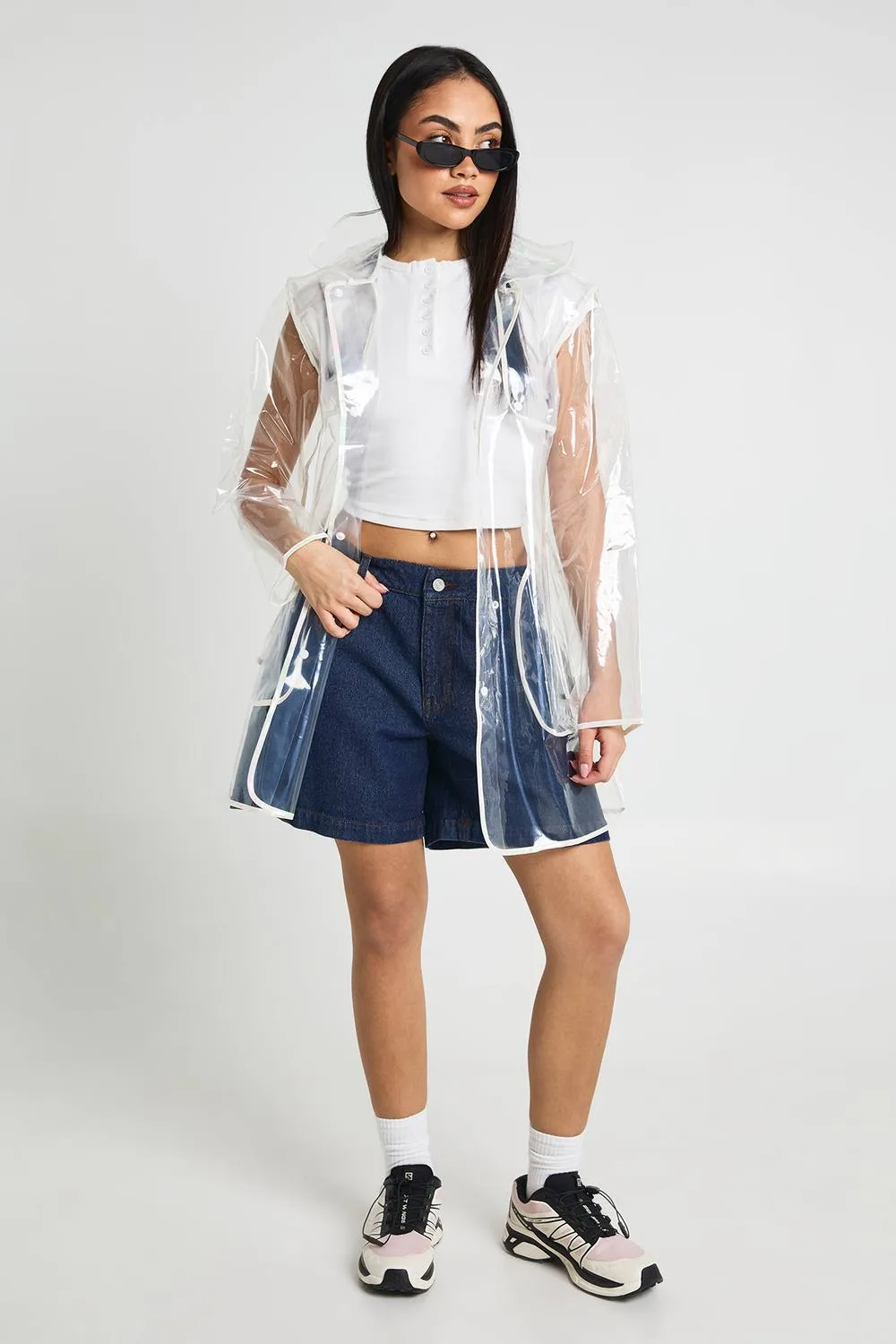 Trim Detail Transparent Festival Mac by boohoo