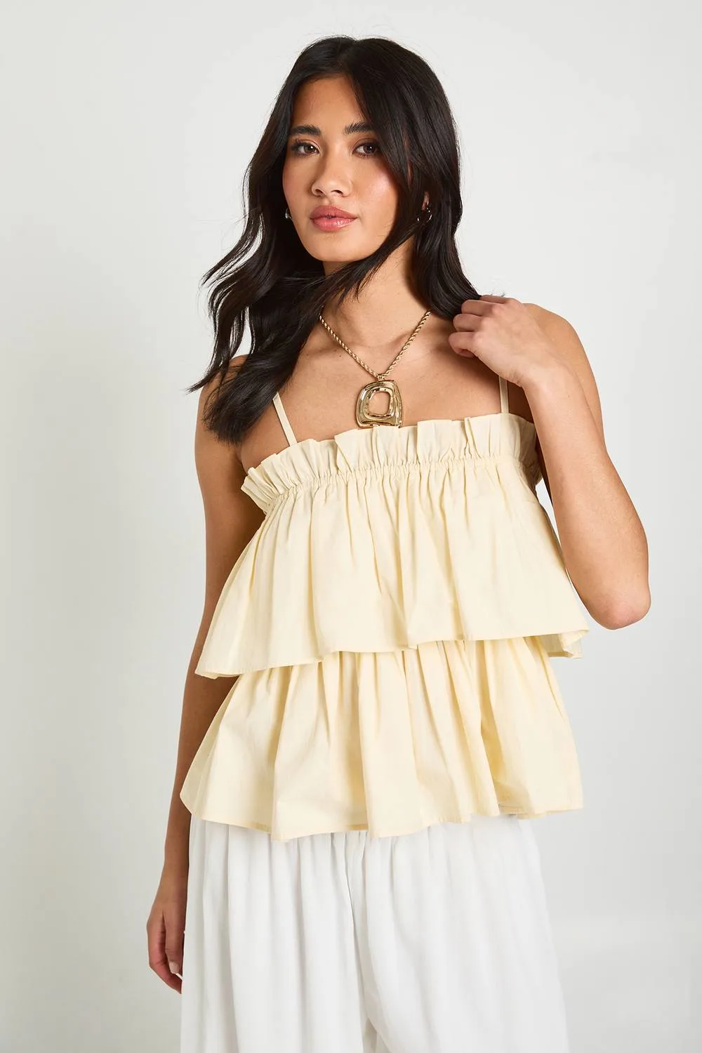 Ruffle Layered Cami Top by boohoo
