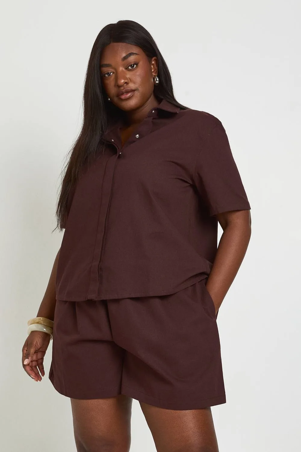 Chambray Button Through Shirt by boohoo
