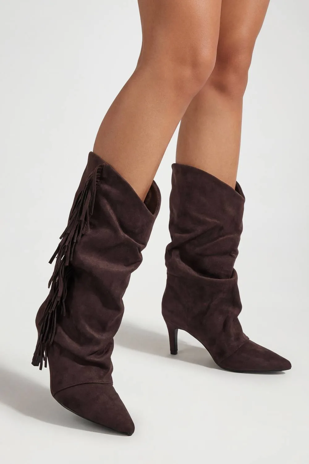 Fringed Slouchy Ruched Ankle Boots by boohoo