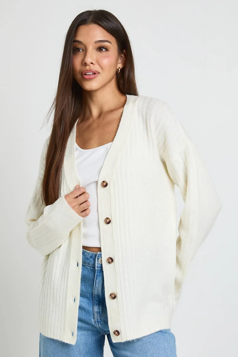 Rib Knit Boyfriend Cardigan