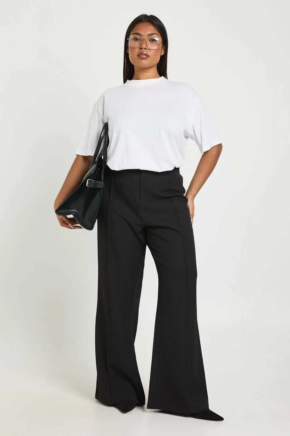 Plus Basics Tailored Flare Trouser by boohoo