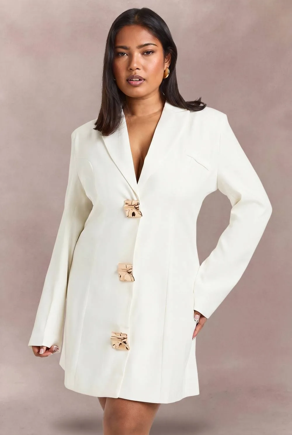 Plus Gold Trim Detail Blazer Dress