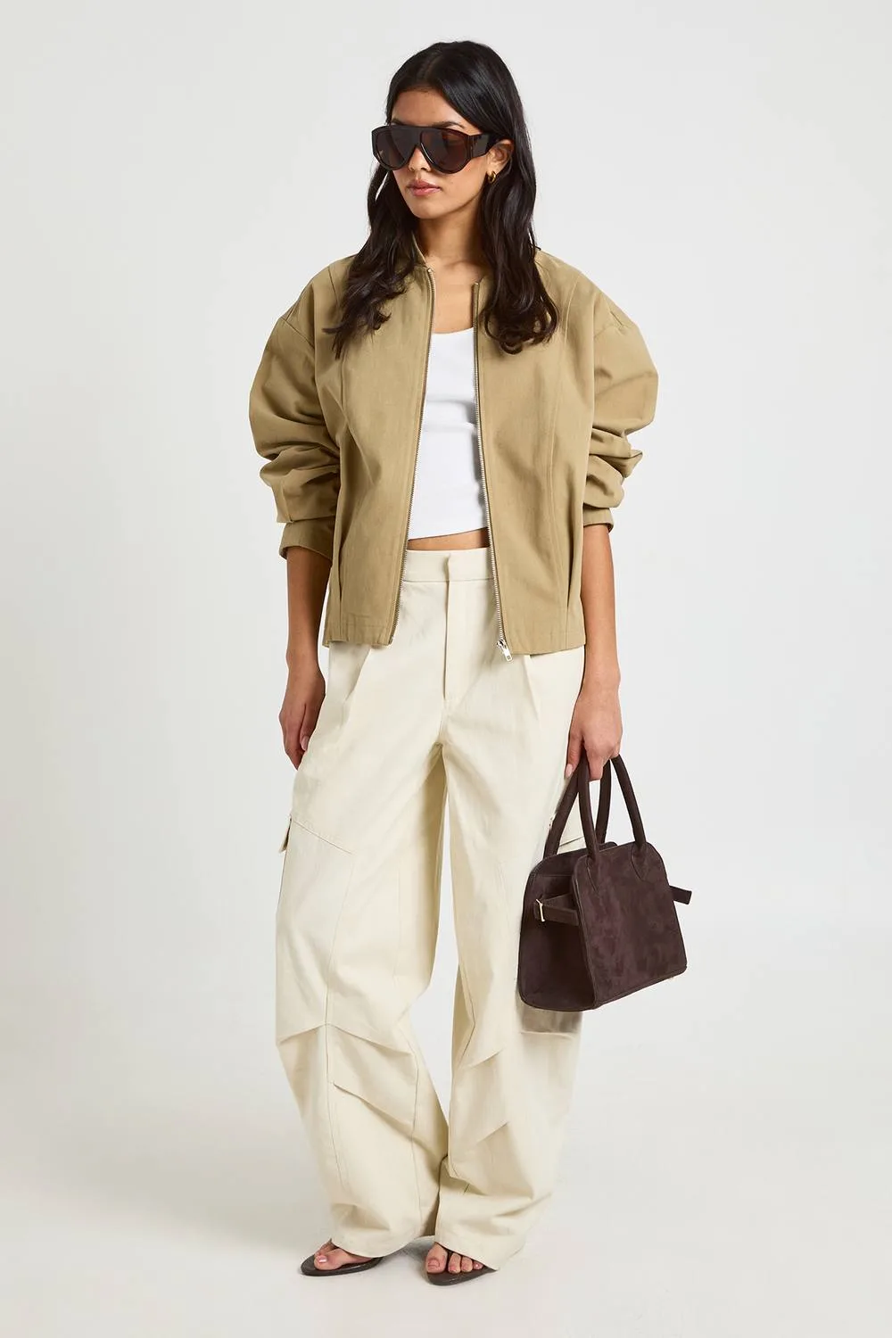 Twill Bomber Jacket by boohoo