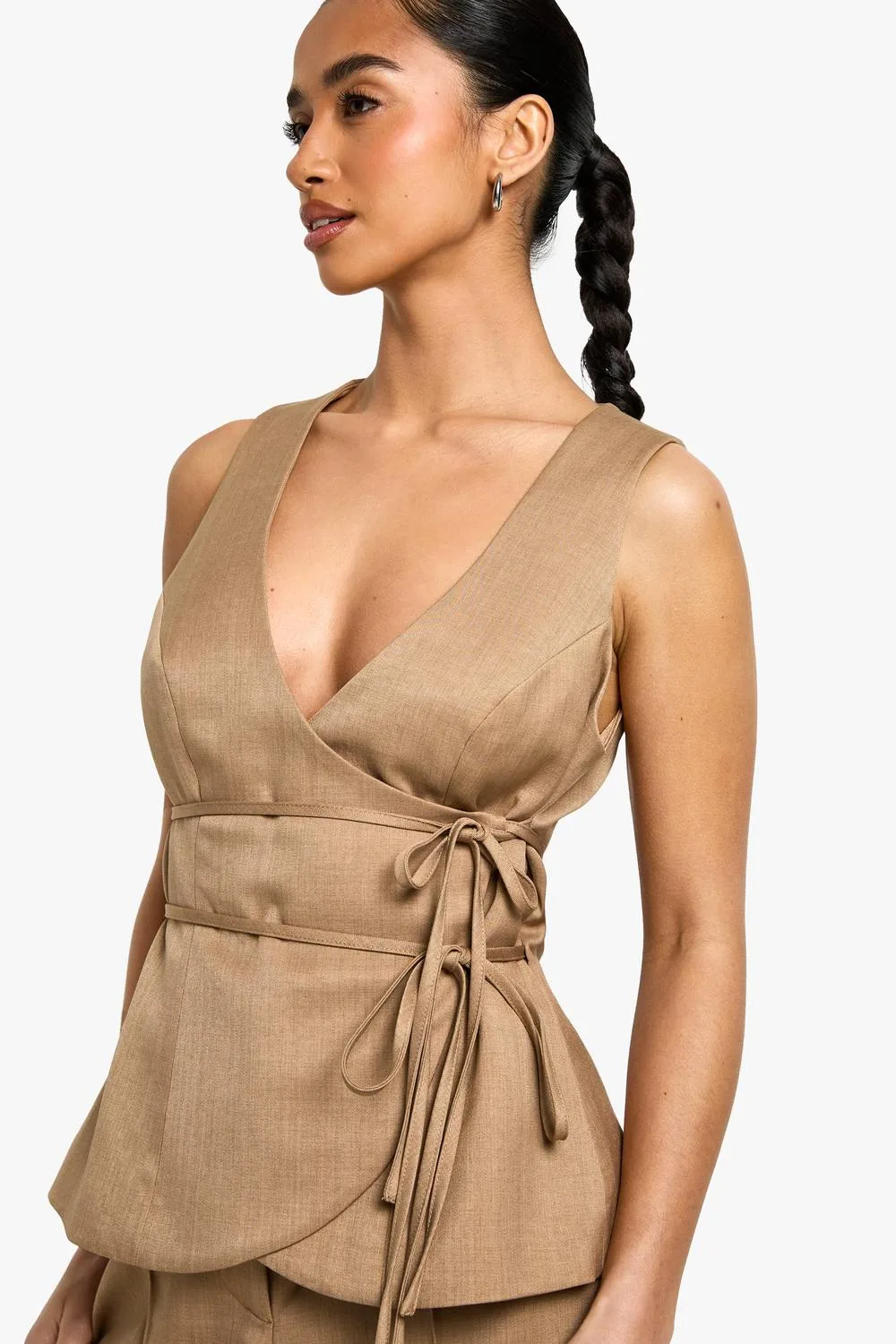 Linen Look Waistcoat by boohoo