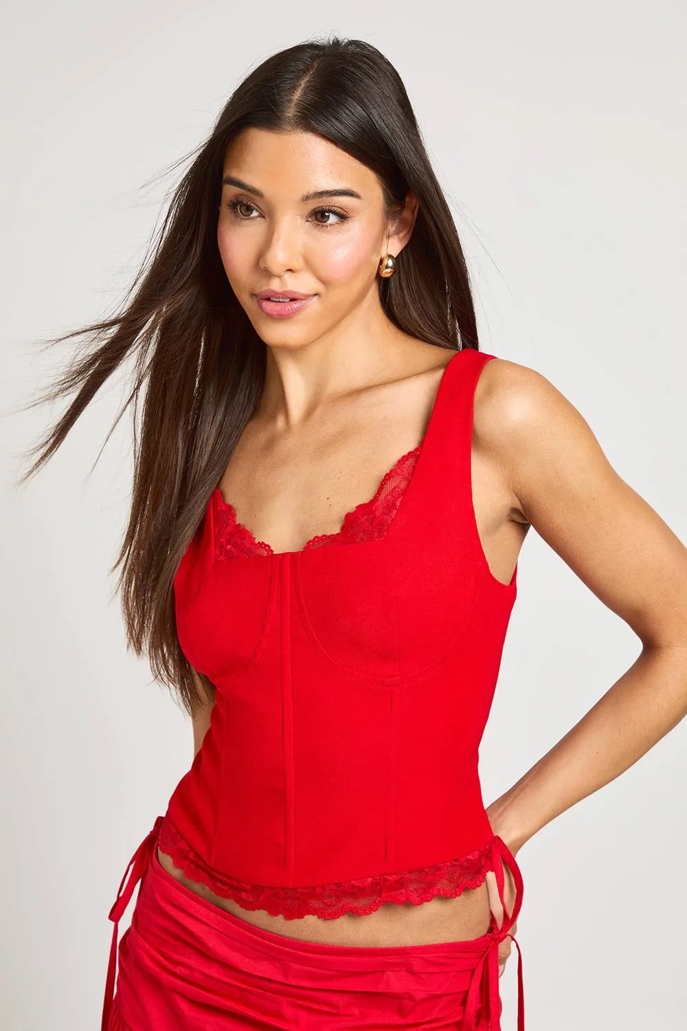 Lace Cup & Hem Corset Top by boohoo