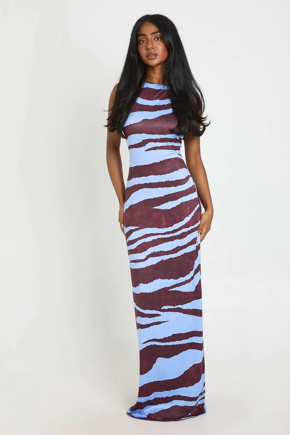 Slash Neck Animal Super Soft Maxi Dress by boohoo
