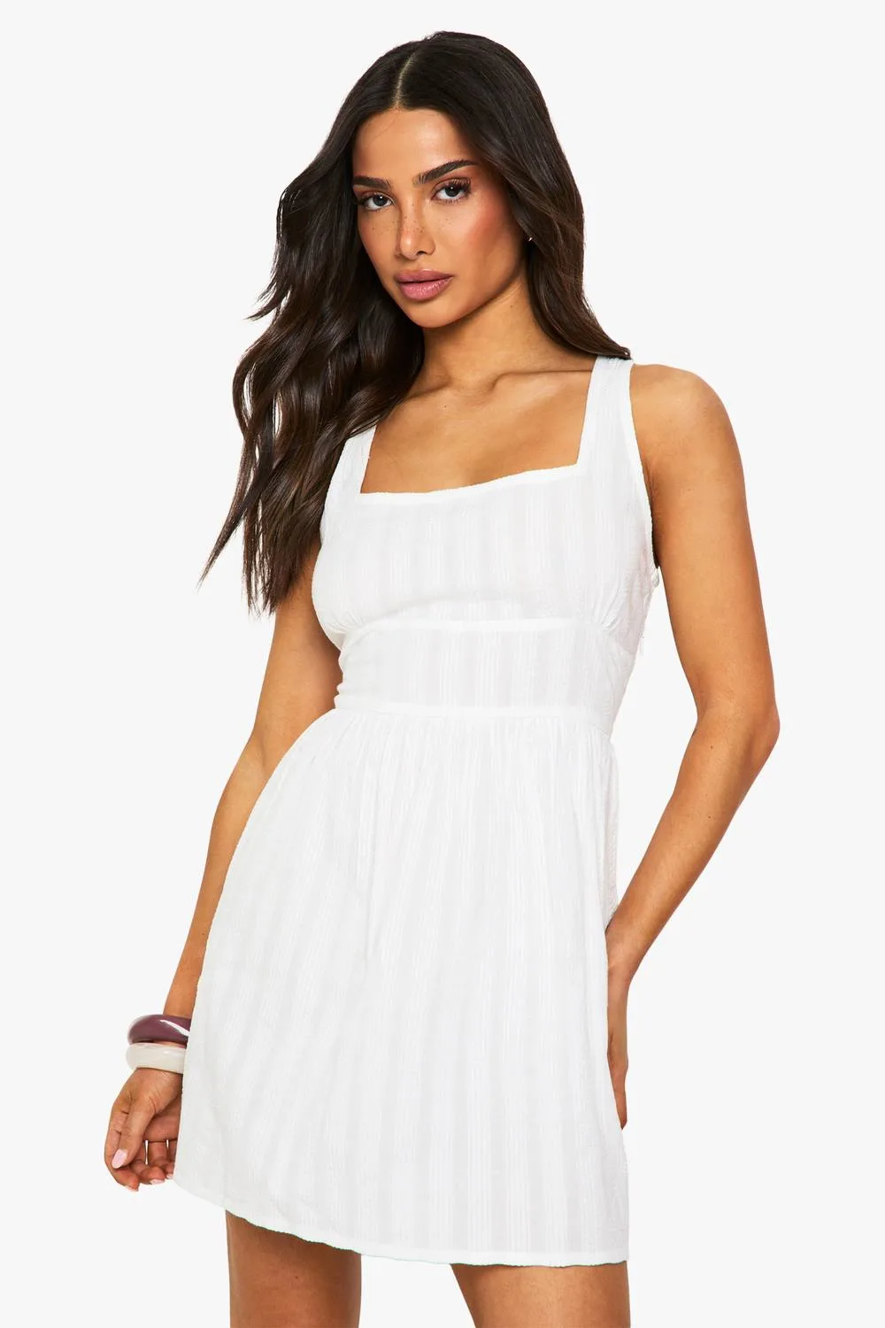 Stripe Seersucker Mini Dress by boohoo