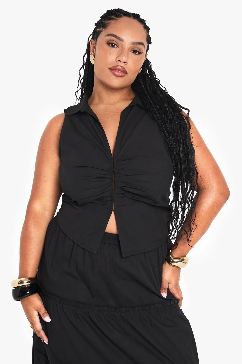 Plus Pleated Detail Waistcoat by boohoo