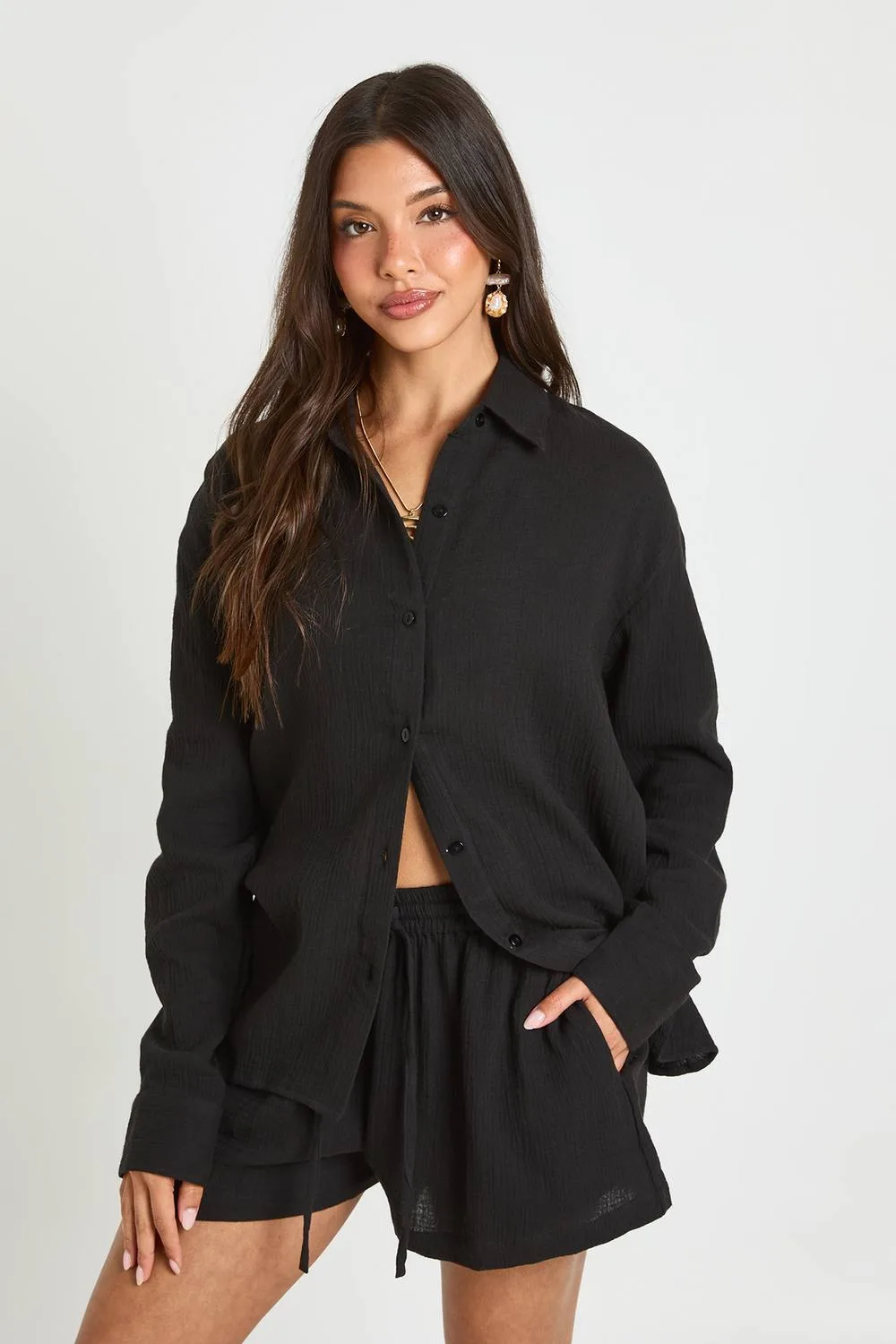 Oversized Long Sleeve Shirt by boohoo