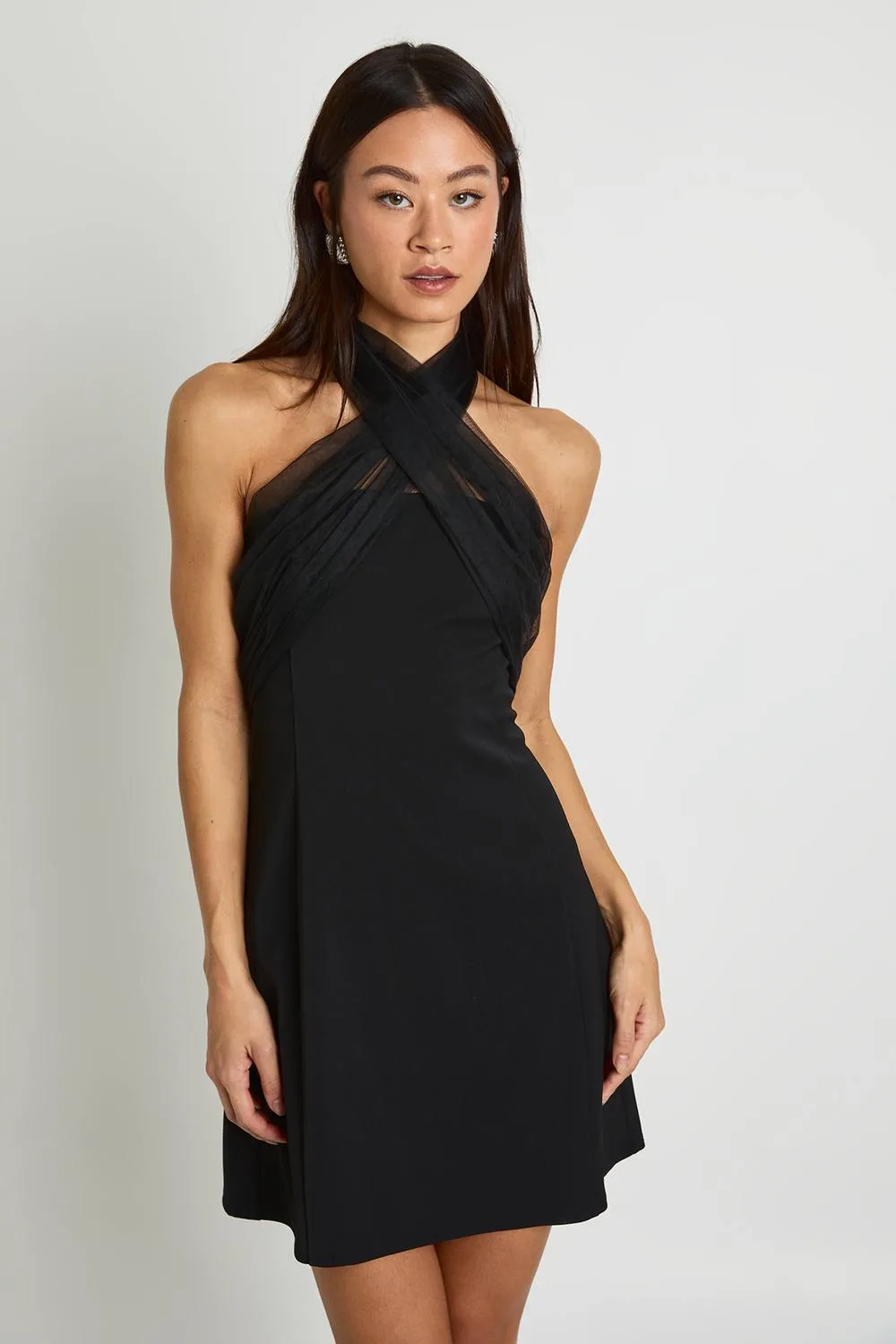 Tall Tulle Halterneck Mini Dress by boohoo