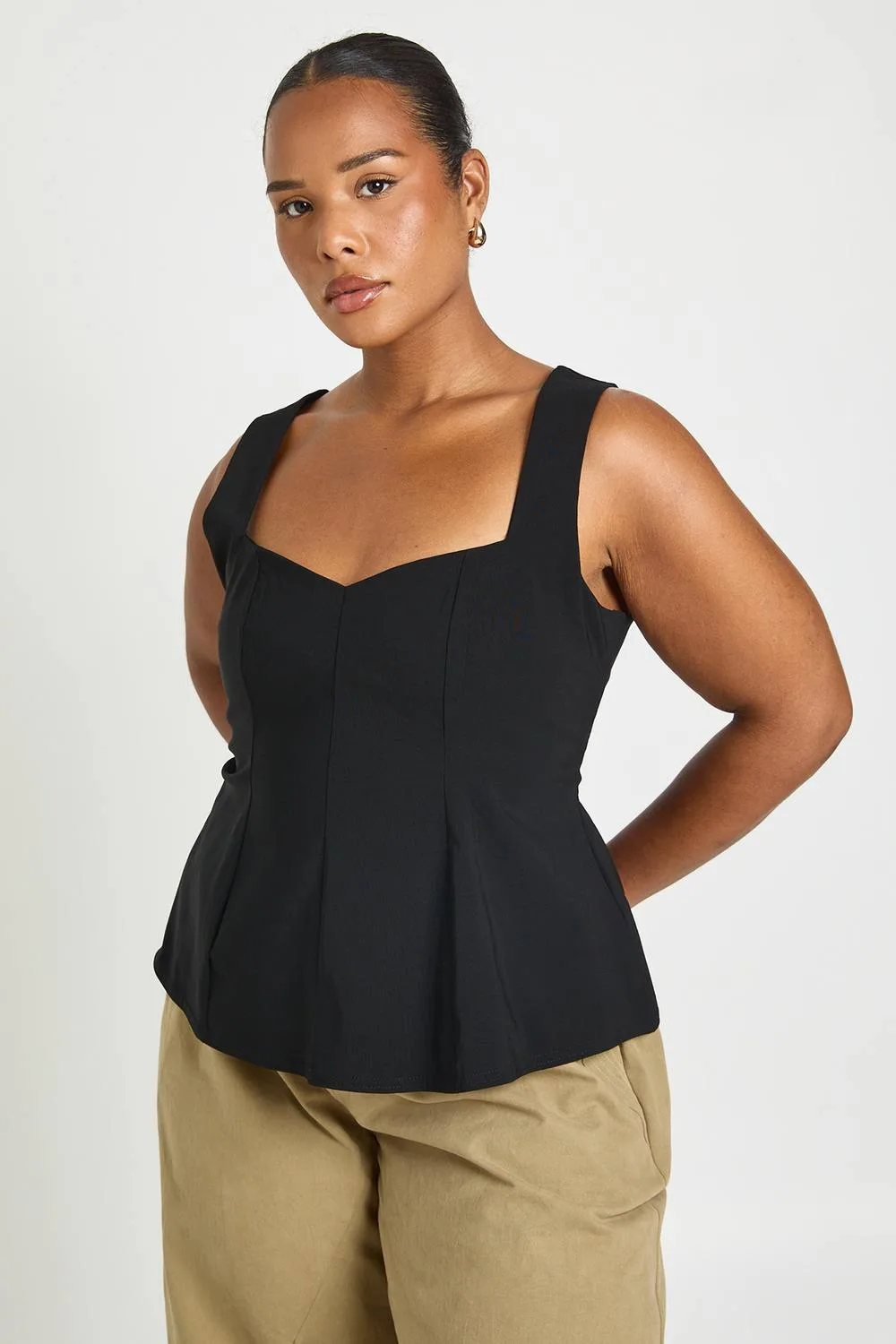 Plus Sweetheart Neckline Peplum Corset Top by boohoo