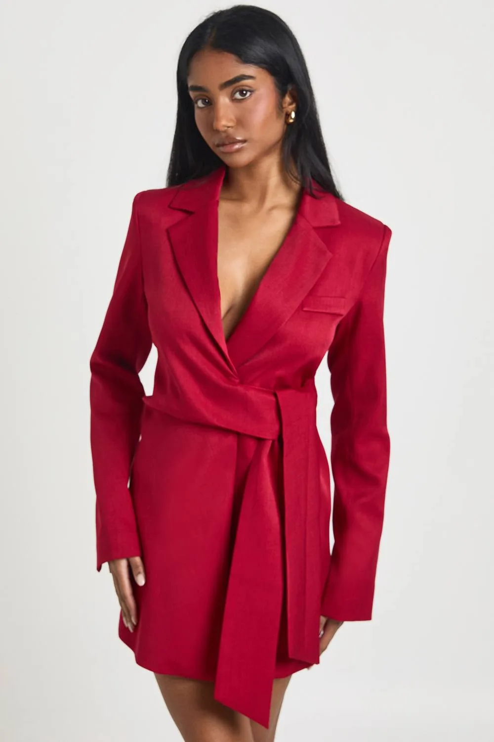 Wrap Tie Belt Detail Blazer Dress
